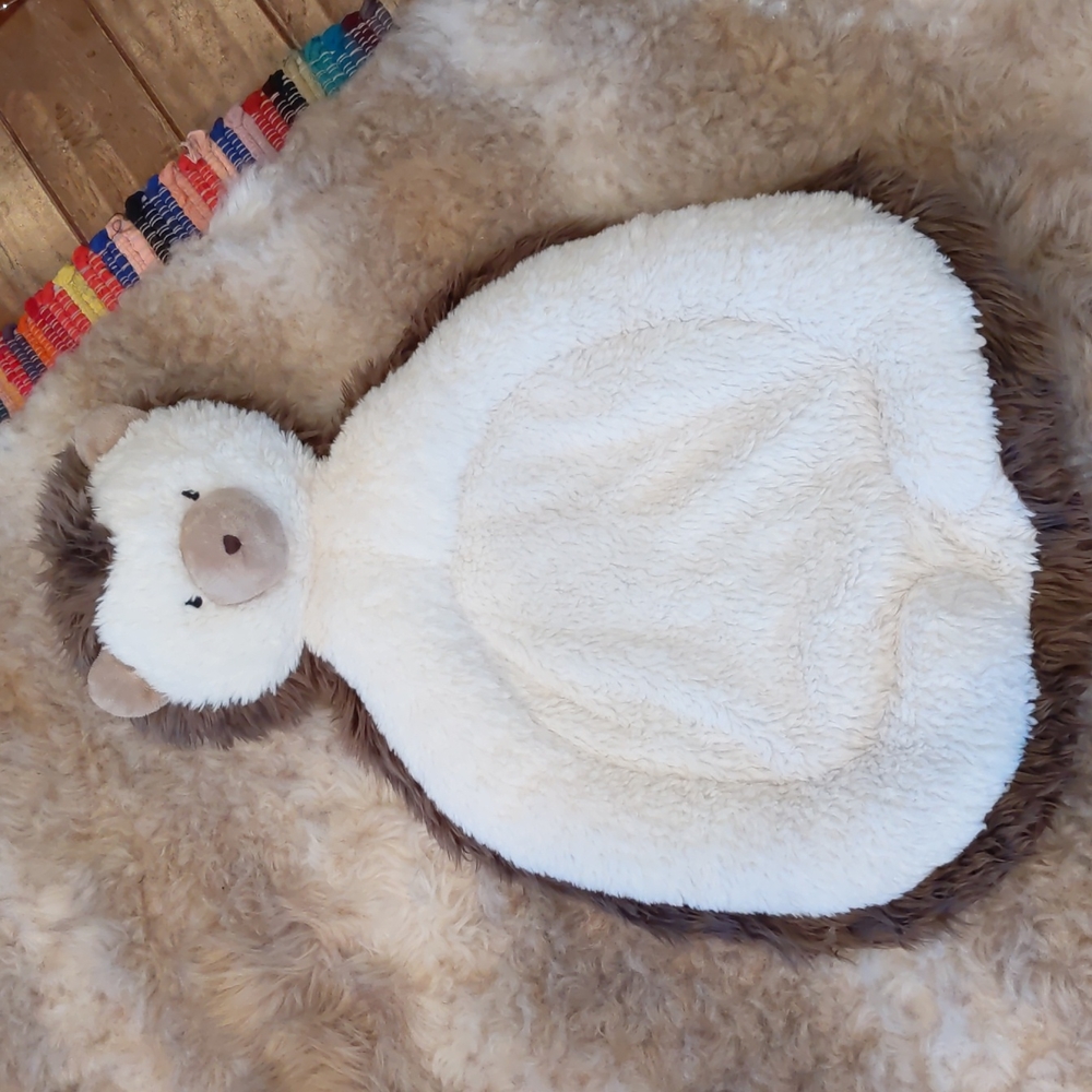 Pottery Barn Cream and Brown Plush Animal Mat